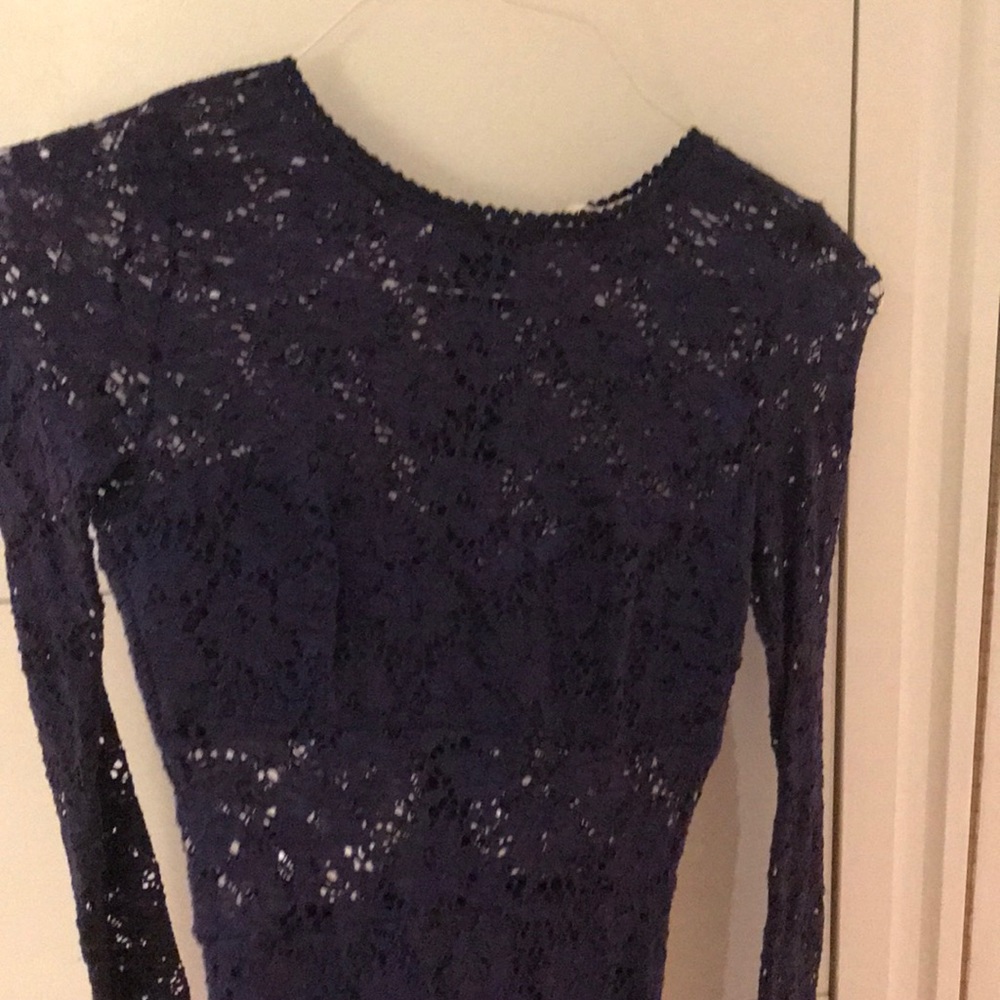 Classy + sexy. Dark purple see-through dress.